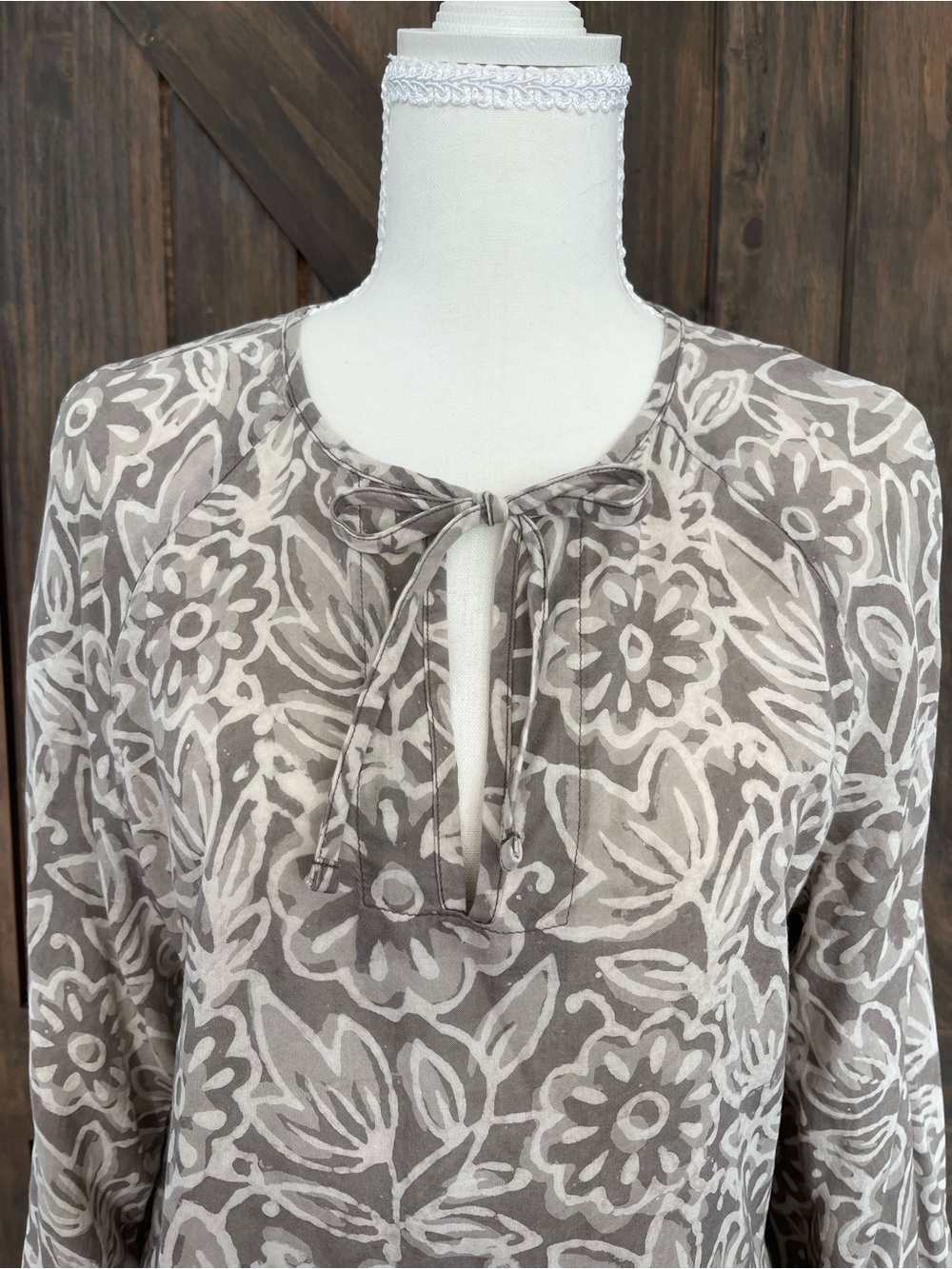 Pure Jill Floral Tunic Blouse Medium Boho Cottagecore Lightweight Long Sleeve - Picture 3 of 6